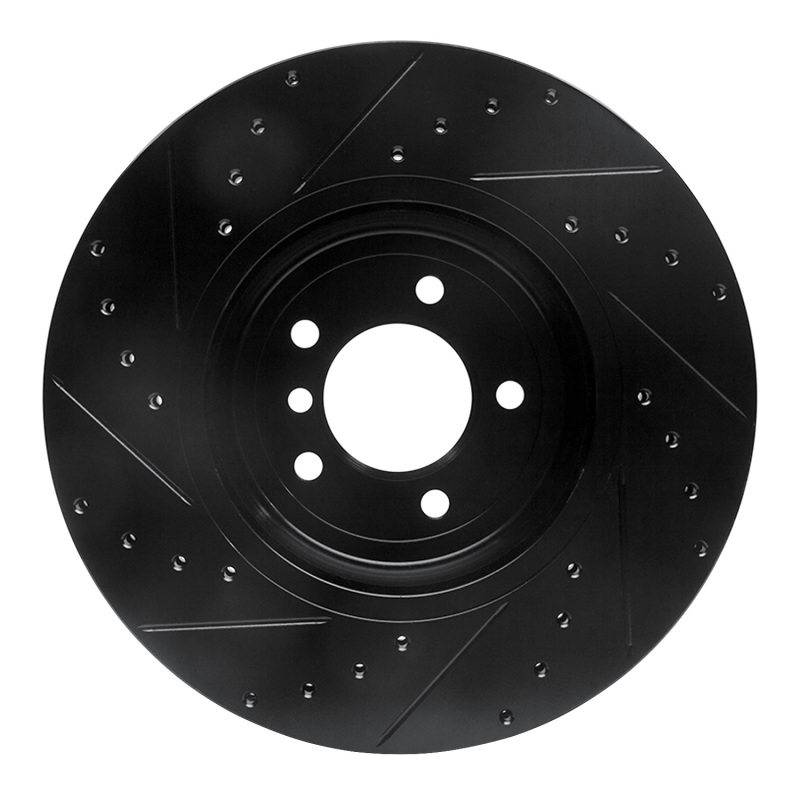 BMW 650I Convertible Brake Rotor (1) - Front Right - R1 Concepts - Drilled & Slotted - Black - `04-`10